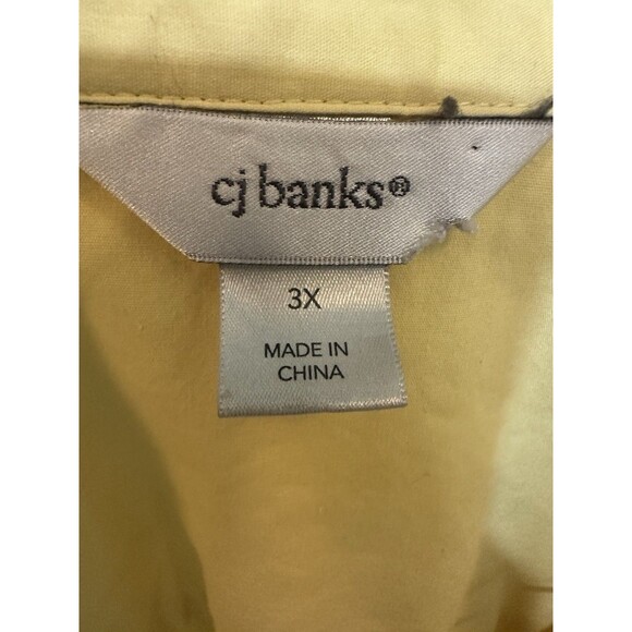 Christopher & Banks Blouse Top Long Sleeve Roll Tab Yellow Size 3X Cotton Blend - Picture 3 of 5